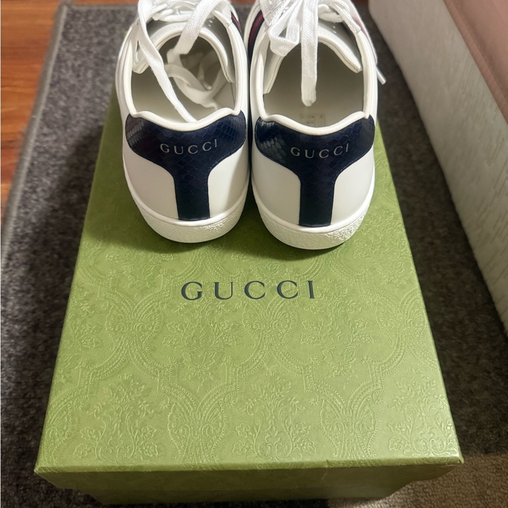 Gucci White and Dark Blue Sneakers